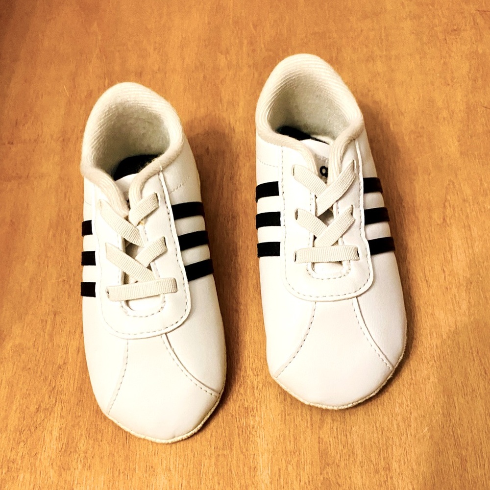 Adidas White and Black Soft Soled Baby/Toddler Shoes